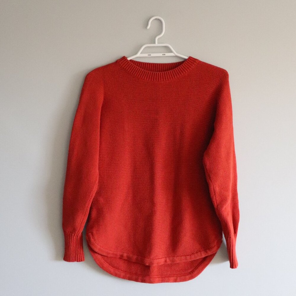 Anthro. Philosophy Womens Red XS Oversized Ribbed Knit Long Sleeve Crew Sweater‎